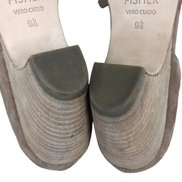 Eileen Fisher Tan Suede Bailey Cone Heel Pumps Almond Toe Size 9.5 - Picture 8 of 10